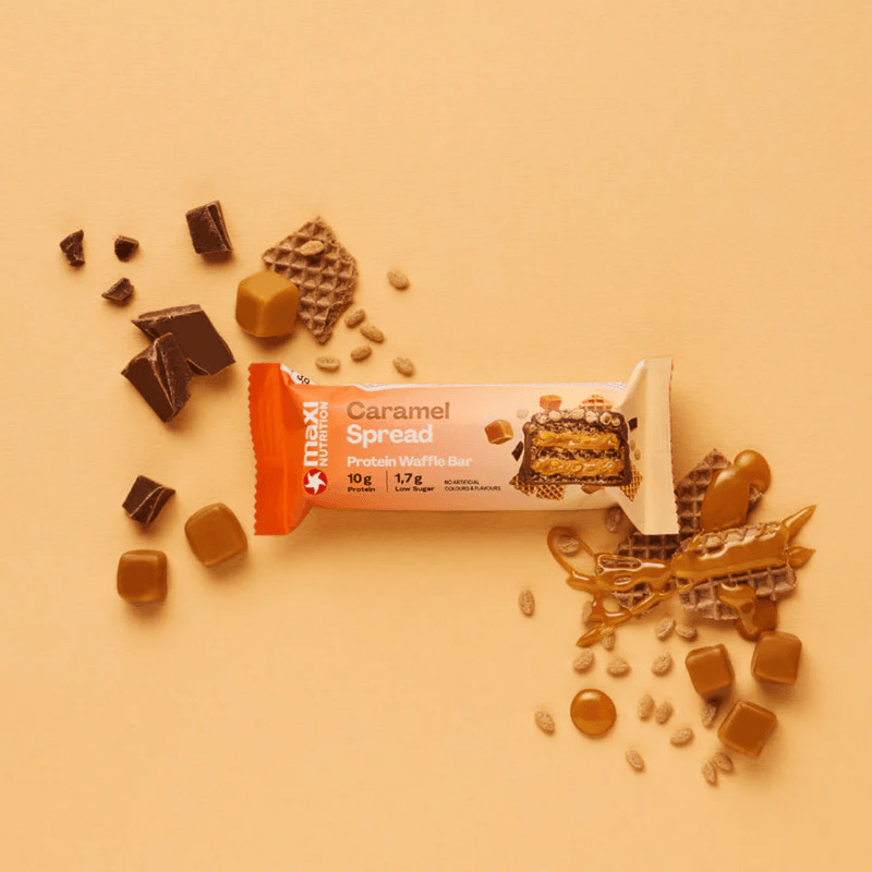 MaxiNutrition Caramel Spread Flavour Protein Waffle Bar 39g - Case of 12 [Best Before: 30/06/2026]