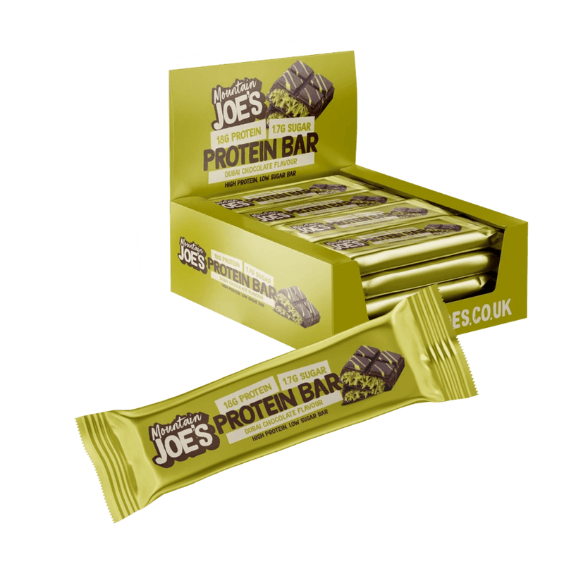 Mountain Joe's Dubai Chocolate Protein Bar 55g Case of 12