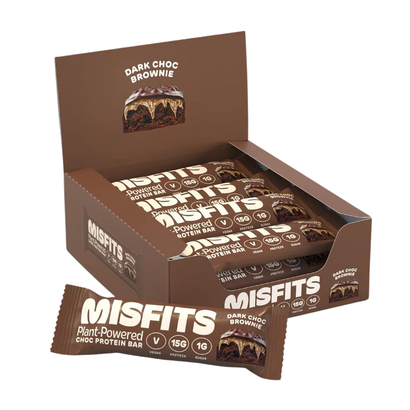 Misfits Dark Chocolate Brownie Flavour Protein Bar 45g - Bundle of 12