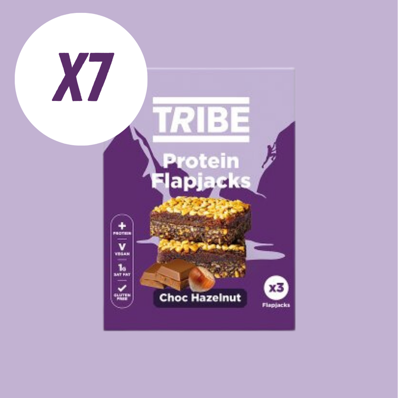 Tribe Choc Hazelnut Protein Flapjacks (3 x 38g Multipack) - Case of 7 [Best Before: 02/03/2025]