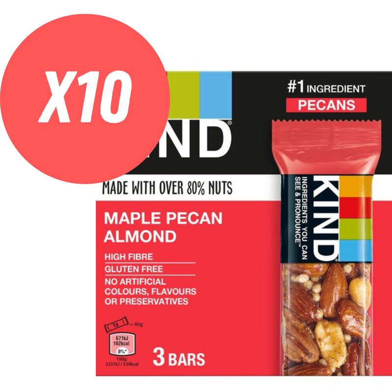 KIND Maple Pecan Almond Nut bar (3 x 30g multipack) - Case of 10 [30 bars in total]