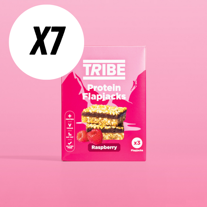 Tribe Raspberry Protein Flapjacks (3 x 38g Multipack) - Case of 7