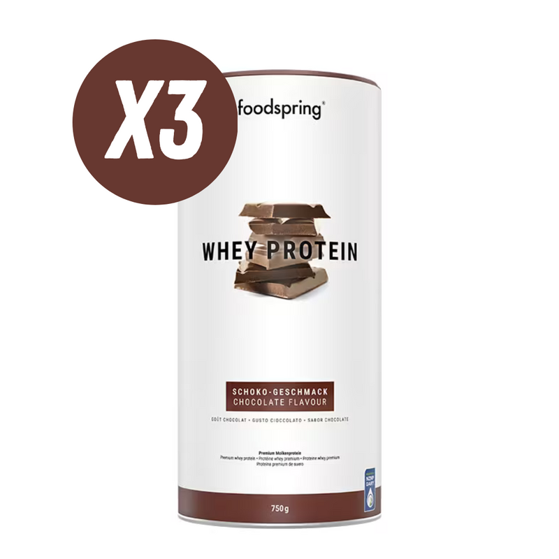 Foodspring Chocolate Flavour Whey Protein Powder 750g - Case of 3 Multisave