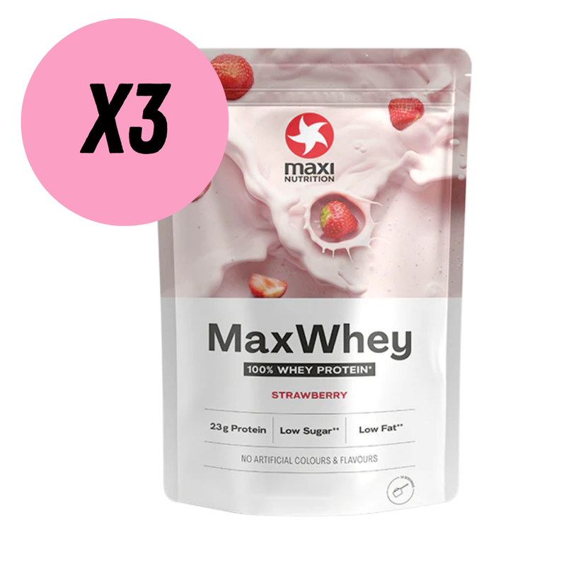 Maxinutrition MaxWhey Strawberry flavour Whey Protein Powder 420g - Case of 3