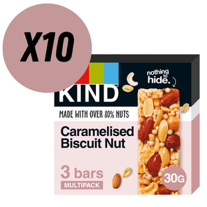 KIND Caramelised Biscuit Nut Multipack (3 x 30g bars) - Case of 10 [Best Before: 12/06/2025]
