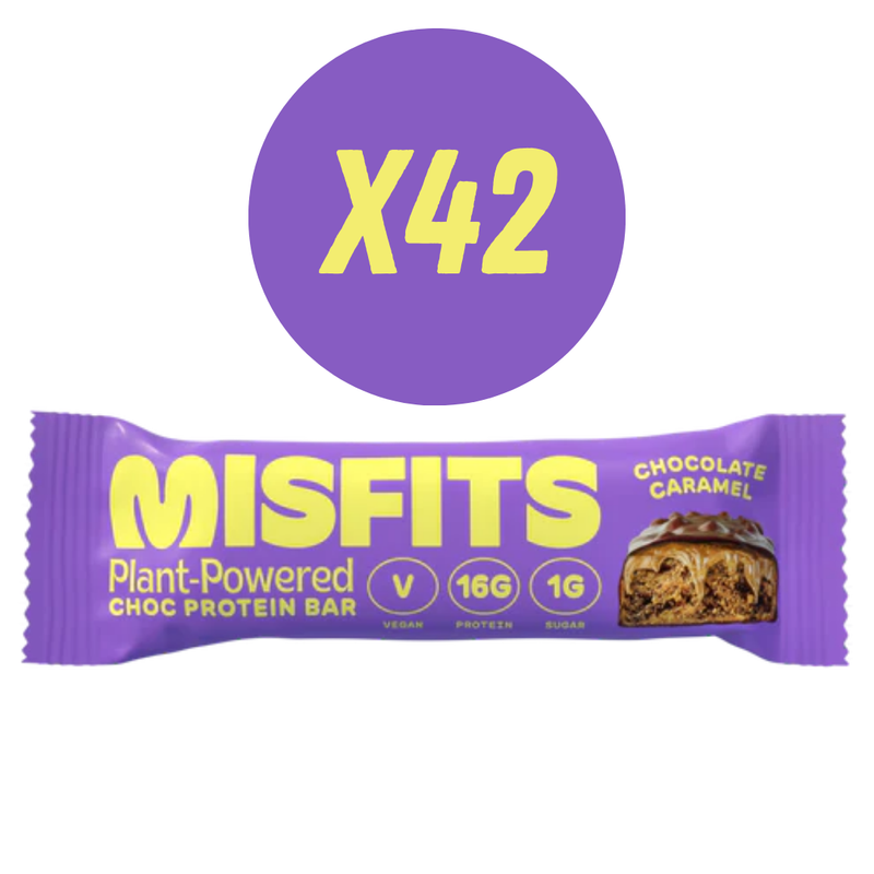 Misfits Chocolate Caramel Flavour Protein Bar 45g - Case of 42