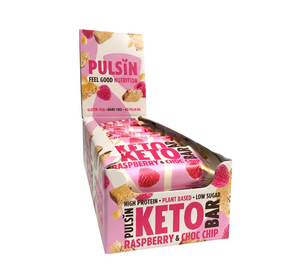 Pulsin Raspberry Choc Chip Keto Bar 50g - Case of 18