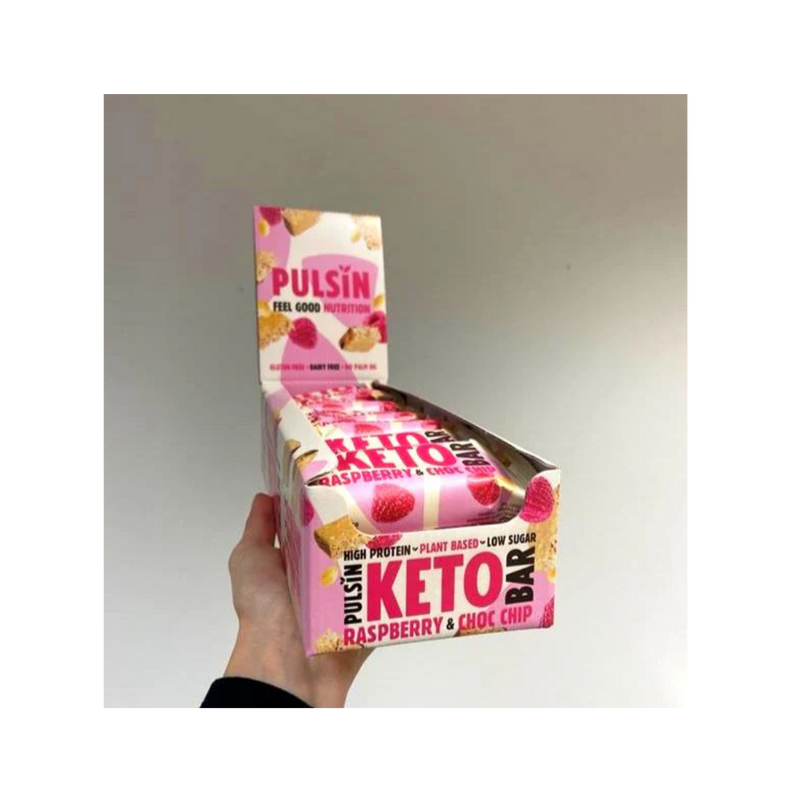 Pulsin Raspberry Choc Chip Keto Bar 50g - Case of 18