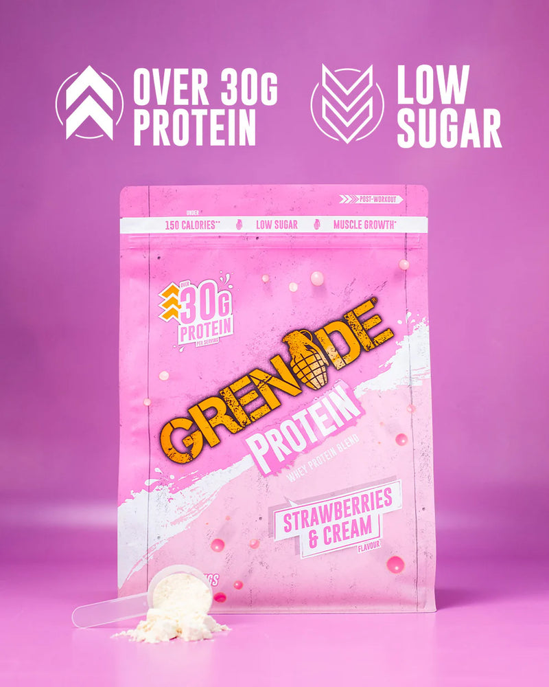 Grenade Strawberries & Cream Protein Powder 2kg (50 servings) [Best Before: 31/08/2025]