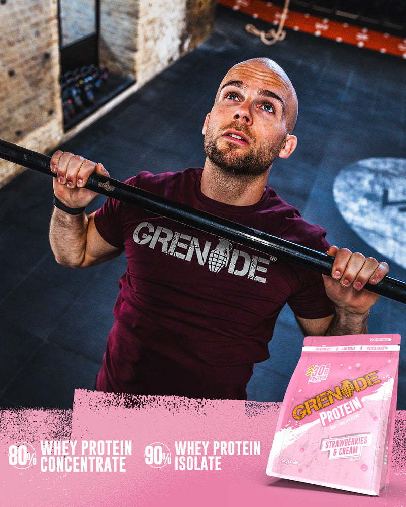 Grenade Strawberries & Cream Protein Powder 2kg (50 servings) [Best Before: 31/08/2025]