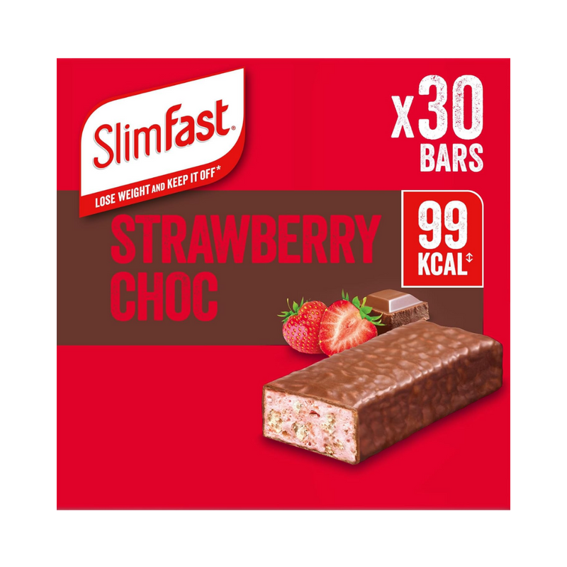 Slimfast Strawberry Chocolate Snack bars 25g - Case of 30 (5 x 6 x 25g) [Best Before: 30/06/2026]