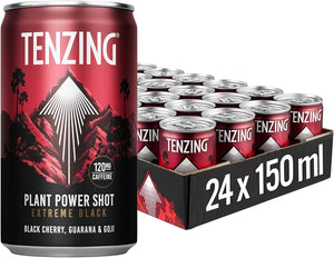 Tenzing Black Cherry, Guarana & Goji Plant Power Shot 150ml - Case of 24 [Best Before: 18/03/2025]
