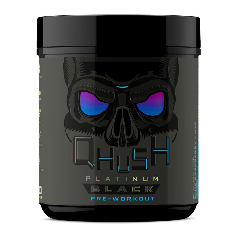 USN QHUSH Black Platinum Blue Raspberry Pre-Workout Formula 525g [Best Before: 27/05/2026]