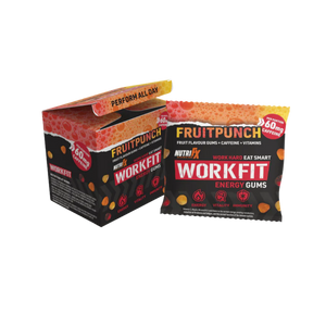 NutriFX Workfit Fruit Punch flavour Energy Gums (6 x 50g multipack) [Best Before: 23/10/2025]