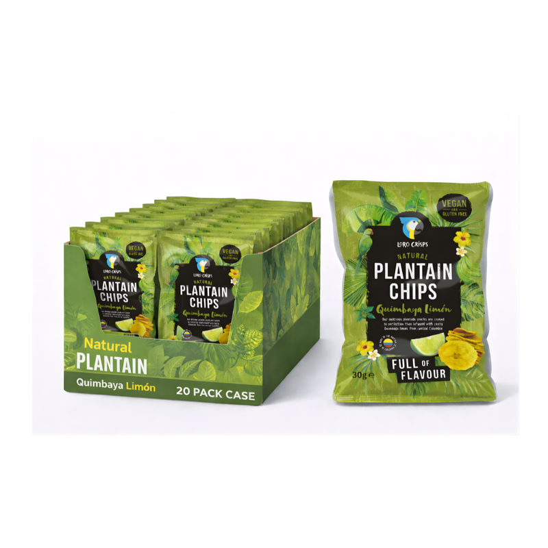 Loro Crisps Natural Plantain Chips, Quimbaya Lime 30g - Case of 20