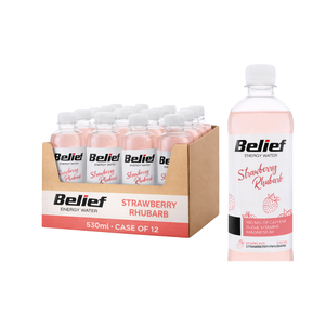 Belief Energy Water Strawberry Rhubarb 530ml - Case of 12