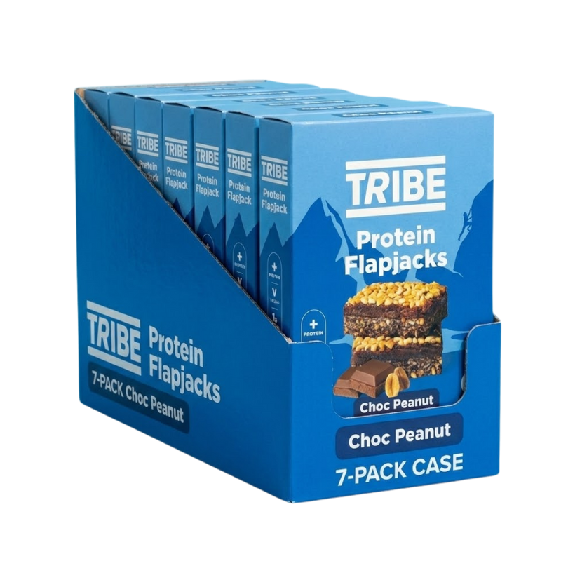 Tribe Chocolate Peanut Protein Flapjacks (3 x 38g Multipack) - Case of 7 [Best Before: 03/08/2025]
