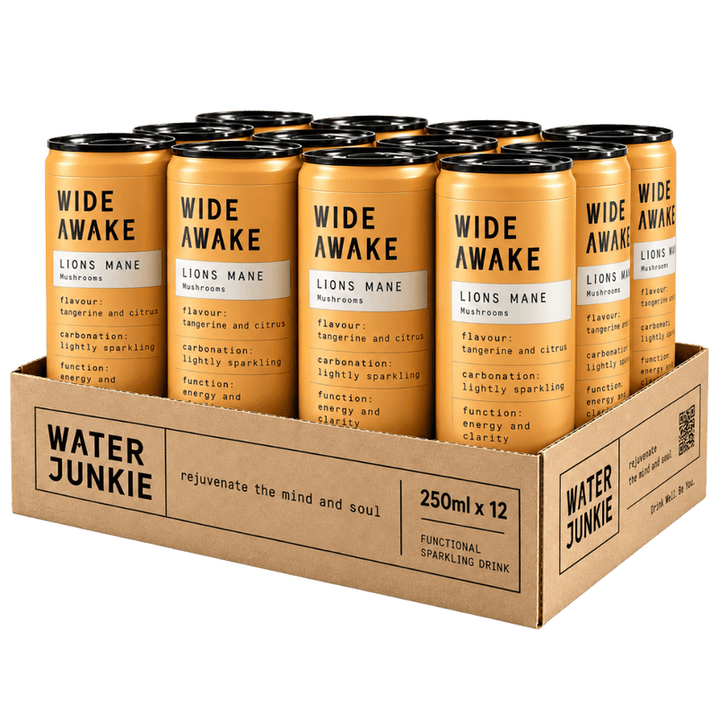 WaterJunkie Tangerine & Citrus Sparkling Lions Mane Mushroom Drink 250ml Case of 12
