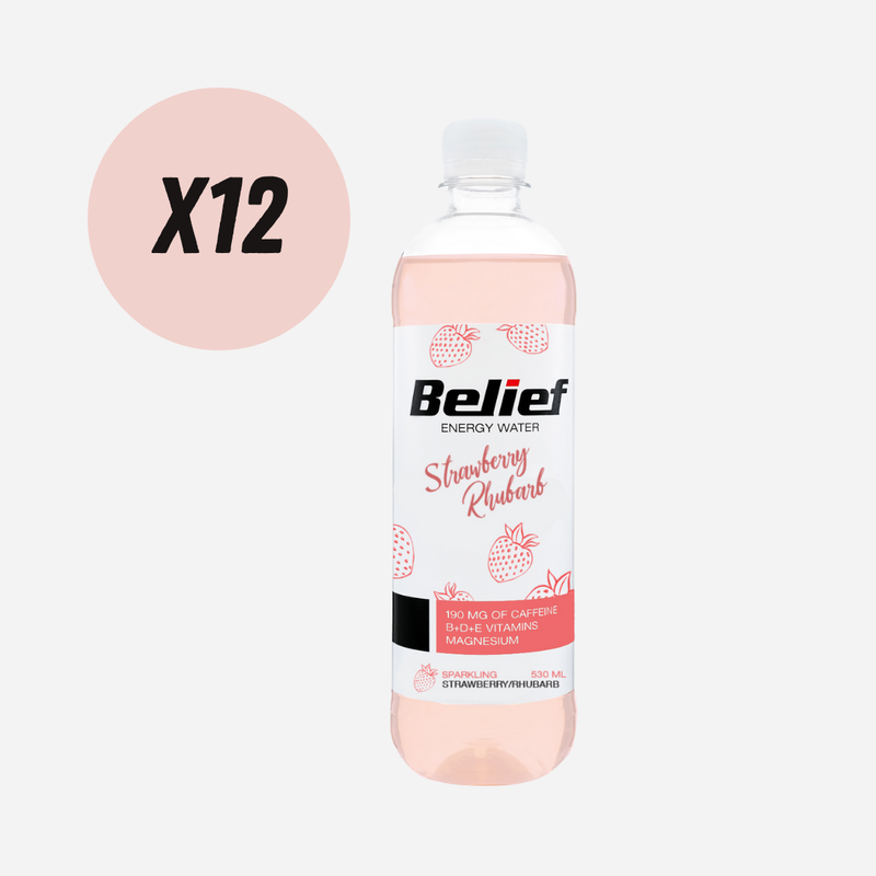 Belief Energy Water Strawberry Rhubarb 530ml - Case of 12