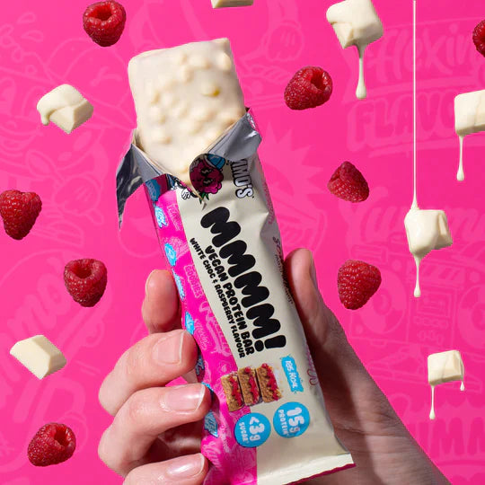 Yummo's White Chocolate and Raspberry Flavour Vegan Protein Bar 55g