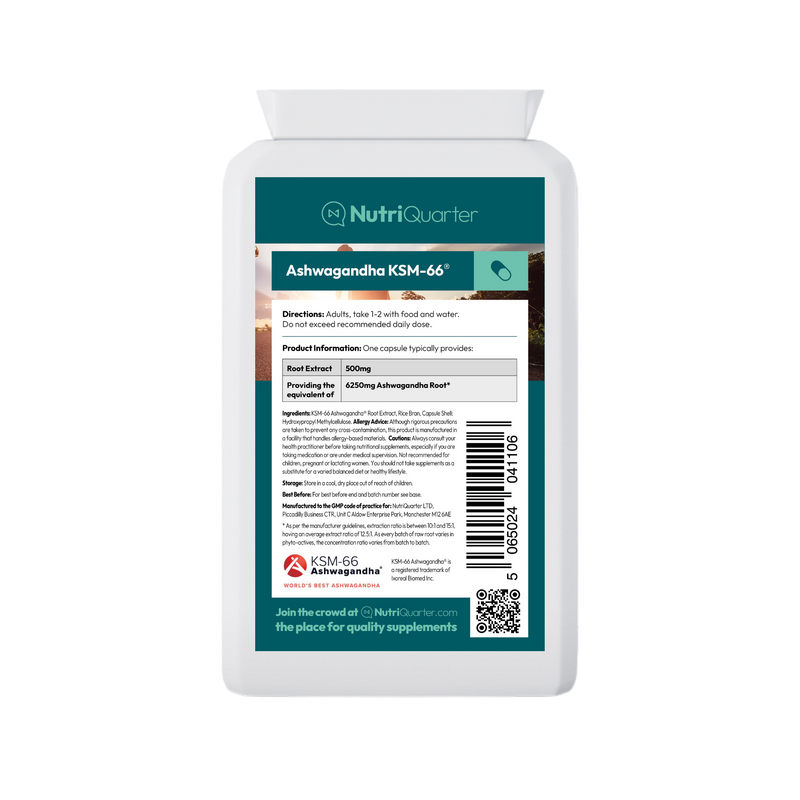 NutriQuarter Ashwagandha KSM-66 (90 Capsules)