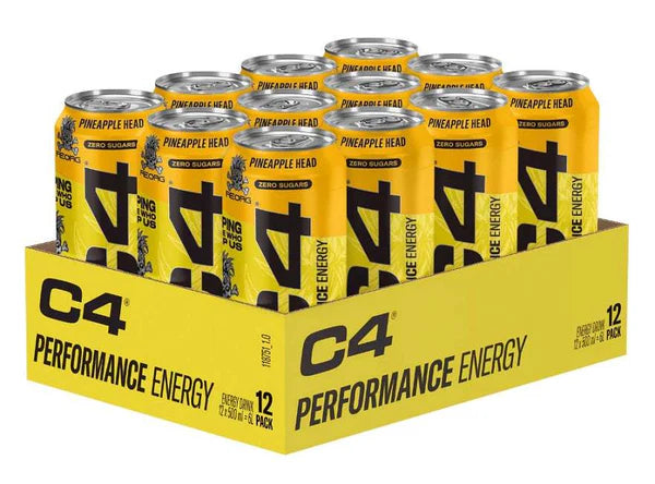 C4 Pineapple Head Zero Sugar Energy Drink Case 12