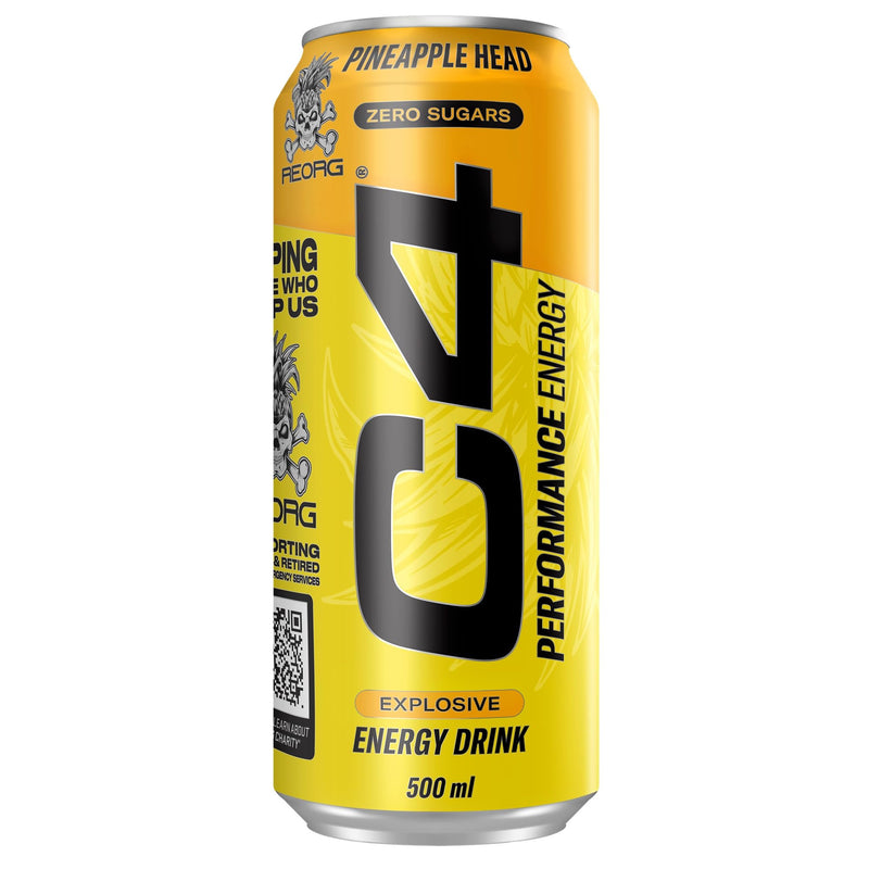 C4 Pineapple Head Zero Sugar Energy Drink 500ml - Case of 12