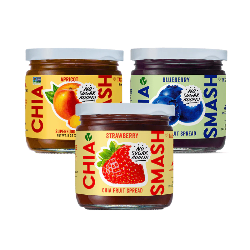 Chia Smash Fruit Spreads No Added Sugar Jams (3 x 227g variety pack) [Best Before: 18/05/2025]