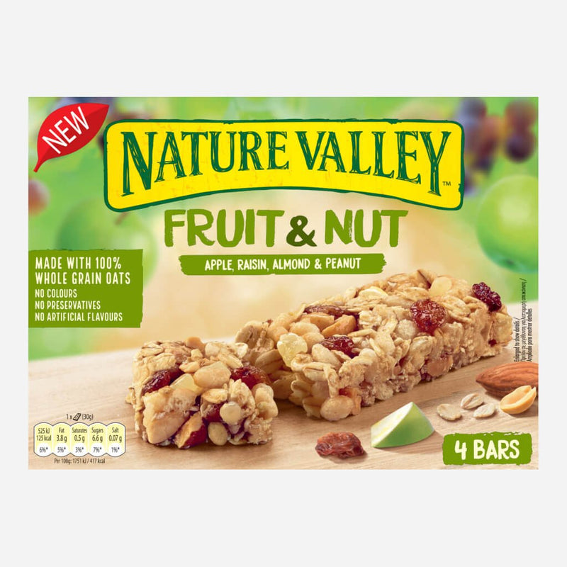 Nature Valley Fruit & Nut Apple, Raisin, Almond & Peanut bars 30g - Multipack of 4 bars