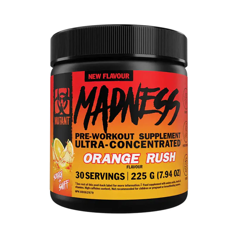 Mutant Madness Pre-Workout Orange Rush (Scratch + Sniff) 225g