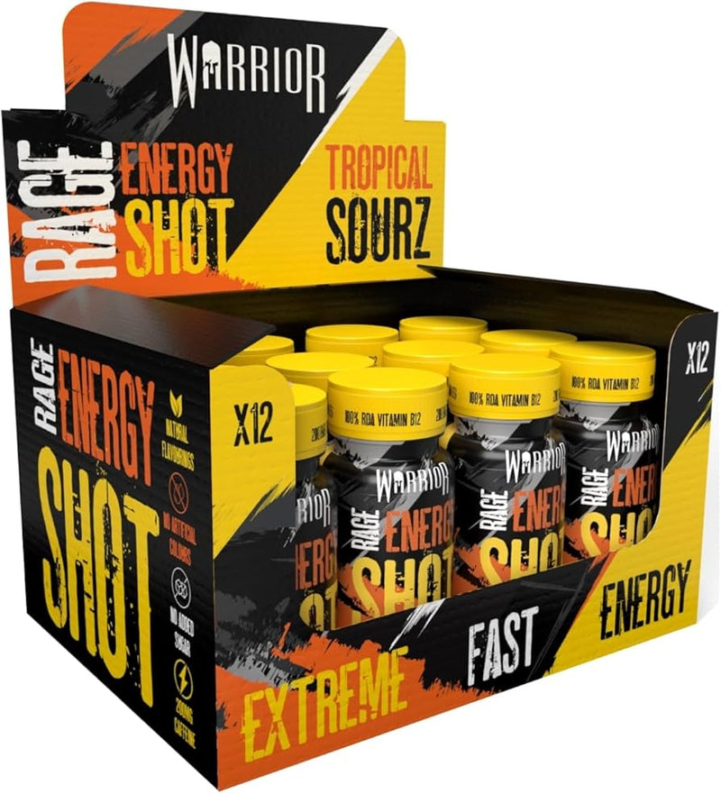 Warrior RAGE Energy Shots Tropical Sourz 60ml - Case of 12 [Best Before: 30/06/2025]