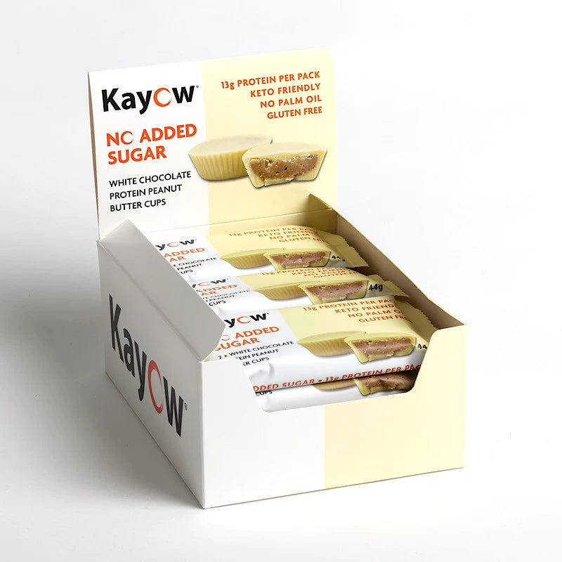 Kayow High Protein White Chocolate Peanut Butter Cups 44g - Case of 12 [Best Before: 20/05/2025]
