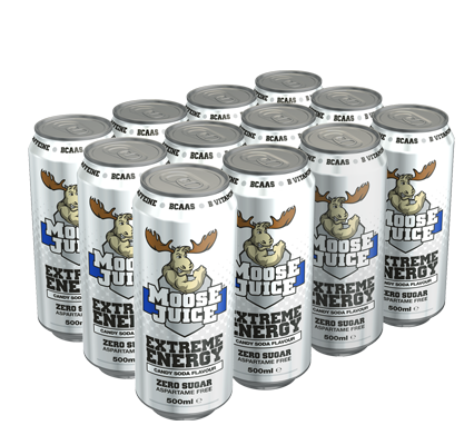 Muscle Moose Candy Soda Flavour Extreme Energy Moose Juice Case 12 [Best Before 31 12 2024]