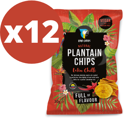 Loro Crisps Natural Plantain Chips, Latin Chilli Flavour 30g - Case of 12 Multisave