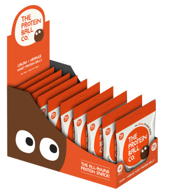 Protein Ball Co. Cacao & Orange Whey Protein Balls 45g - Case of 10