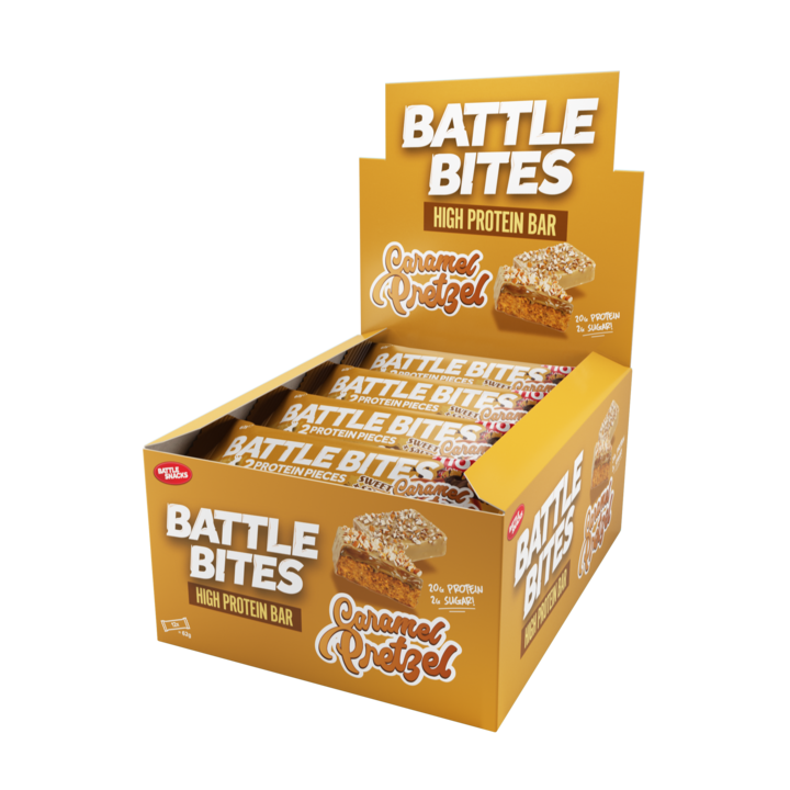 Battle Bites High Protein Caramel Pretzel Bar 62g - Case of 12