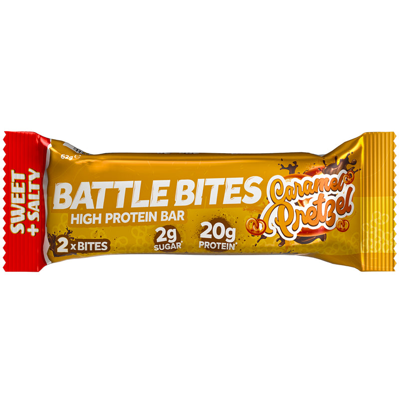 Battle Bites High Protein Caramel Pretzel Bar 62g - Case of 12