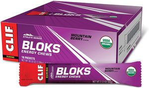 Clif Bloks Energy Chews, Mountain Berry Flavour 60g - Case of 18 [Best Before: 01/05/2026]